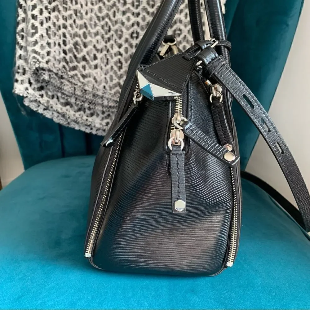 REBECCA MINKOFF BLACK LEATHER SATCHEL BAG